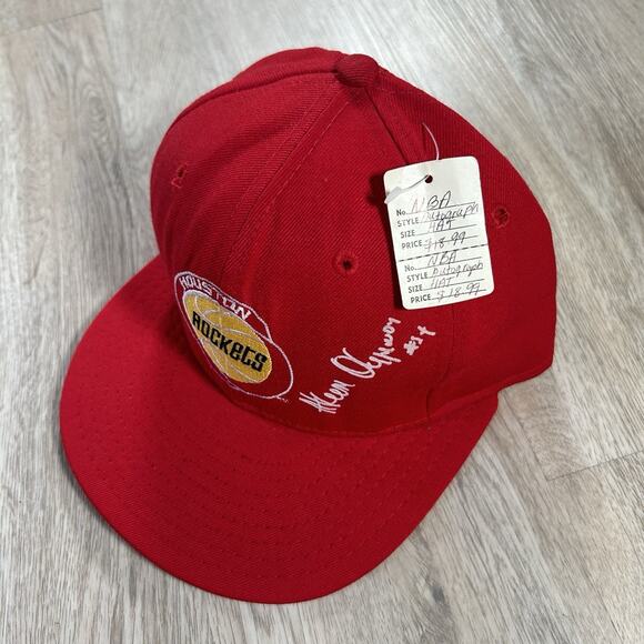 Vintage Houston Rockets Hakeem Oaljuwon‎ Hat NEW Snapback NBA AJD Red Wool USA - Picture 5 of 8